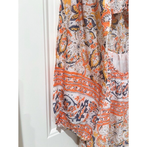 Free People Mini Pocket Dress Sun Ruffle Printed Long Sleeve Cut Out Back Button - Picture 10 of 12